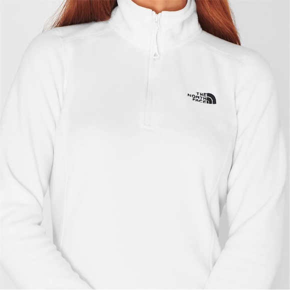 THE NORTH FACE TKA 100 White Fleece Quarter-Zip Pullover Sweatshirt Top Sweater - Picture 4 of 16